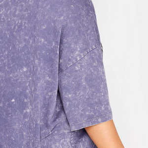 T-shirt décontracté pour femme en coton doux, violet délavé, coupe oversize, uni, écologique, respirant, séchage rapide, à manches courtes et col rond, pour usage quotidien - Product Image 5
