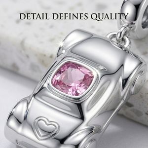 Colgante de Coche Personalizado Clásico con Zirconia Rosa y Baño de Oro y Rodio, Amuleto de Coche de Regalo - Product Image 3