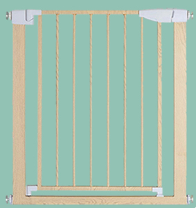 Barrera de seguridad para bebés y mascotas con acabado de madera, bloqueo automático, doble protección, entrada fácil, ancho extensible, certificación EN 71, para baño y sala de estar. - Product Image 6