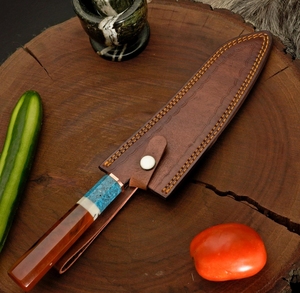 Cuchillos de Cocina LEGACY BLADES de Acero Damasco y Cobre Premium, Hechos a Mano, Mango de Resina, Logotipo Personalizado, Directo de Fábrica OEM - Product Image 4