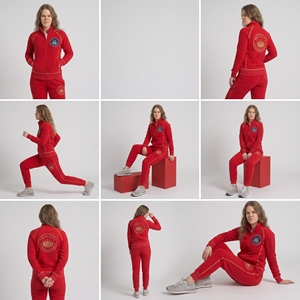 Ensemble de survêtement 2 pièces en polaire rouge pour femme Twin City, manches longues, logo brodé, vêtements de sport décontractés, coupe régulière, toutes saisons - Product Image 6