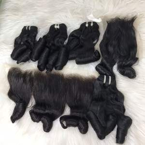 Rizos hinchables Trama del cabello Doble dibujado Cutícula virgen Alineada Rizado hinchable Rizo Extensiones de cabello humano vietnamita Paquetes - Product Image 4