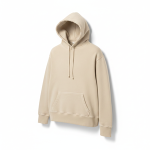 Sudadera con Capucha Extra Grande para Hombre, Color Beige, Felpa de Algodón, Bolsillo Tipo Canguro, Cordón Ajustable, Estilo Urbano, Sudadera de Invierno - Product Image 3