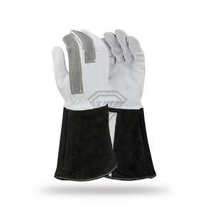 Custom Leather Welding <b>Gloves</b> Heat Resistant Cowhide Safety Work <b>Gloves</b> <b>Long</b> Cuff Protective Industrial Hand <b>Gloves</b> - Product Image 1