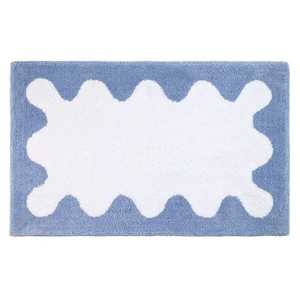 Alfombra de Baño Rectangular de Algodón con Diseño Floral, Ecológica, Estilo Americano, Azul y Blanco, Absorbente para el Suelo del Baño - Product Image 1
