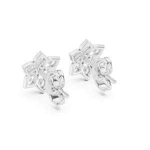 Ensemble de clous d'oreilles tendance en diamants de laboratoire floraux sertis en or blanc 18 carats, pour fiançailles, mariage, fête, cadeau de Saint-Valentin, usage quotidien pour femmes - Product Image 2