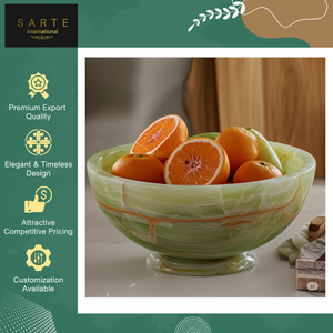 Nouveauté, bol de service en onyx vert poli de haute qualité, design élégant sculpté à la main, pierre naturelle résistante à la chaleur, luxe - Product Image 3