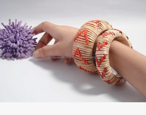 Pulsera de mimbre estilo bohemio al por mayor, pulsera de ratán trenzado grueso personalizada, pulsera de paja tejida llamativa, joyería bohemia personalizada a granel - Product Image 5