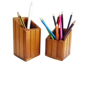 Unique Wooden Polygon Storage Bin Carved Minimalist <b>Desk</b> Organizer For Pens Pencils School And Office Table Top Use - Product Image 5