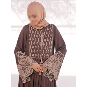 Nouvelle Abaya brodée tendance, magnifique motif uni, vêtements islamiques, style Dubaï, Abaya avec hijab - Product Image 4
