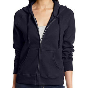 Sudadera con capucha de algodón cálido para invierno, transpirable, con cuello alto y cremallera completa, manga farol sólida, logotipo personalizado, estilo urbano para mujer - Product Image 3