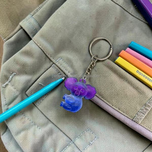 Color Changing Koala Keychain <b>Cartoon</b> Animal Shape Plastic Pendant Stainless Steel <b>Ring</b> 3D Design Gift Charm - Product Image 2
