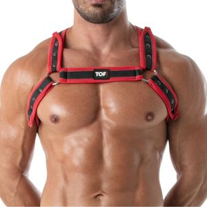 Arnés de Neopreno Rojo para Hombre, Estilo Bulldog, Ajustable, de Cuero, para Clubes Fetichistas - Product Image 2