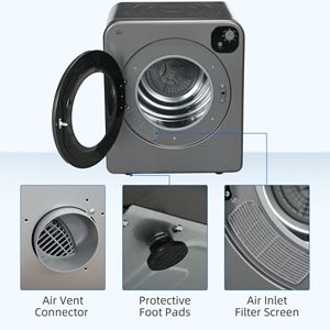 Asciugatrice Elettrica Portatile in Acciaio Inox da 1300W, Capacità 3,2 Piedi Cubi, Automatica, Spina UK, Grigia - Product Image 6