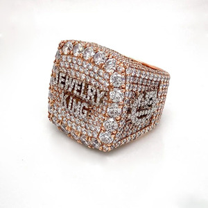 Championship King <b>Iced</b> Moissanite Rhodium Plated Pave Setting Hip Hop Engagement Wedding Anniversary Gifts Special Occasion <b>Ring</b> - Product Image 5