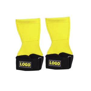 Custom Logo Color Leather Weightlifting Hand Grips No Chalk Fingerless Non-Slip Adjustable Wrist Strap Gym Cross <b>Training</b> Grips - Product Image 2