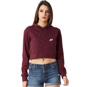 Sudadera con capucha corta personalizada para mujer, de manga larga, estilo casual, a la moda, venta al por mayor, con cuello en V - Product Image 2