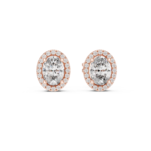 Pendientes con Diamantes Cultivados en Laboratorio de Corte Ovalado de 0.5CT, Engastados en Oro Rosa de 18K, para Mujer, Regalo de Compromiso, Boda, San Valentín, Uso Diario - Product Image 1