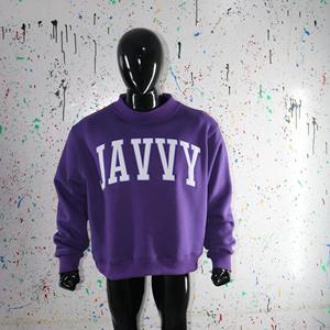 Sudadera JAVVY PURPLE con cuello alto 100% BLANCA con apliques bordados y cuello ancho URBAN PRODUCTIONS - Product Image 2