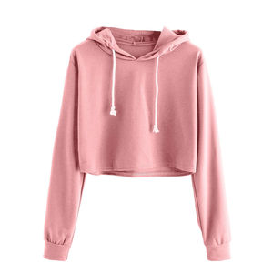 Sweat-shirts à capuche courts pour femmes avec logo personnalisé, 100% coton, fabrication professionnelle, tissu doux - Product Image 6