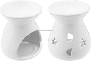 Brûleur d'huiles essentielles en céramique blanche, porte-bougie chauffe-plat, diffuseur d'arômes décoratif - Product Image 4