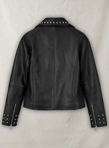 Custom Studded Black <b>Biker</b> <b>Jacket</b> for Women, Real Leather Motorcycle Moto <b>Jacket</b> - Product Image 5