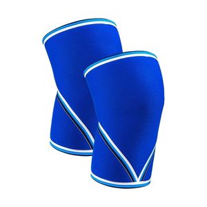 Powerlifting <b>Knee</b> Sleeve Royal Blue White Contrast Stripe Neoprene 7mm Squat Patellar <b>Support</b> Gym Weightlifting <b>Knee</b> Sleeve Pair - Product Image 1