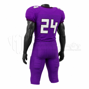 Ensemble d'uniformes de football américain personnalisés, maillot et pantalon de football violet pour équipe, fabricant de vêtements de sport sur mesure OEM ODM - Product Image 5