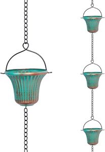 Cadena de Lluvia Akira de Aluminio de Primera Calidad, Acabado en Peltre, Estilo Vintage, Decoración de Jardín, Fuente de Agua Metálica para Exteriores - Product Image 4