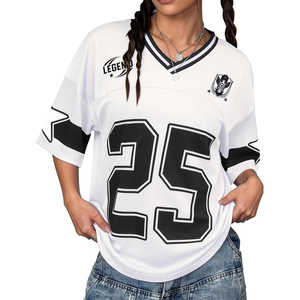 Chemise de sport en maille pour femmes, col en V, manches courtes, style sportif, respirante, numéro 25, vert et crème, logo Legend - Product Image 6