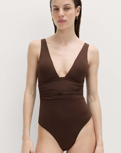 Women's Lightweight One Piece Deep V Neck Swimsuit Satin <b>Bodysuit</b> Solid Color Summer Swimwear Bodycon Fit Sleeveless Low MOQ - Product Image 2