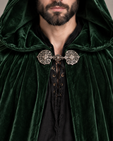 Cape à capuche unisexe en polyester vert foncé pour Halloween, style sorcière, médiéval, Renaissance, longue cape de costume pour TV, film, fantaisie, LARP, adulte