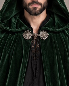 Capa con Capucha de Terciopelo Verde Oscuro para Hombre, Estilo Medieval Renacentista, Disfraz de Capa Larga para TV, Cine, Fantasía, LARP, Ropa para Adultos - Product Image 5