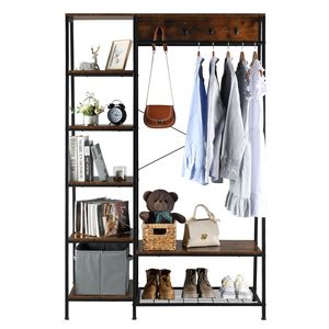 Organizzatore per Armadio Indipendente con Appendiabiti da Ingresso, Ganci, Ripiani Portaoggetti, Panca Portascarpe e Appendiabiti per Camera da Letto - Product Image 2
