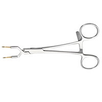 Pince de maintien de couronnes KERAMOGRIP 145 mm en acier inoxydable, pointes diamantées elliptiques, cliquet gradué pour laboratoire dentaire