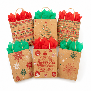 Custom Christmas Kraft Paper <b>Gift</b> <b>Bags</b> with Handles Printed Holiday Shopping <b>Bags</b> for Retail Packaging Wholesale - Product Image 1