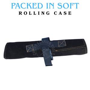 Juego de cuchillos profesionales para herrador con hoja grande, extremo de latón de doble cara, raspador de punta negra desmontable tipo arcoíris, pulidor y estuche de cuero - Product Image 6