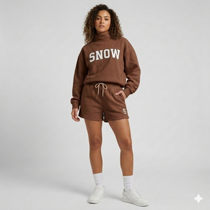 Ensemble short et haut à col montant Pureline pour femme – Tenue assortie confortable, douce, chaude, décontractée et élégante pour le quotidien - Product Image 1