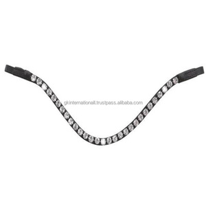 Bande de front de cheval en cuir rembourré de canal vide dans des tailles personnalisées formes et couleurs cristaux strass bande de front de cheval décoctive - Product Image 6