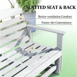 Sedia a dondolo da giardino bianca per cortili e patii - Product Image 4