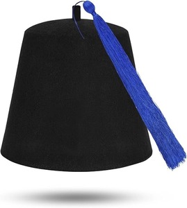 Gorro Masónico Fez Liso - Lana Marrón con Borlas de Varios Colores 100% Lana Solo Lavado a Mano - Product Image 4