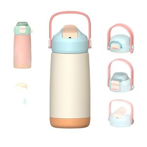 Vaso Térmico de Acero Inoxidable de 14oz con Asa y Pajita Antipolvo, Botella Aislada a Prueba de Fugas para Actividades Escolares de Niños - Product Image 5