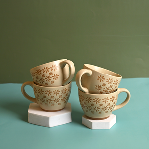 Tasses à thé en porcelaine fine Gardenia, durables, 150 ml/200 ml, en céramique, pour café et thé, lot de 4 avec soucoupes - Product Image 4