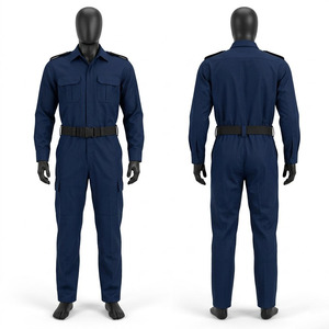 Uniforme de sécurité en sergé de coton polyester premium 240 GSM bleu marine à manches longues avec logo brodé personnalisé - Product Image 1