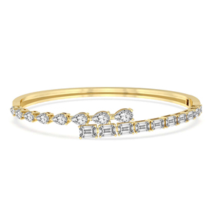 14k Gold Emerald & Pear Cut Symphony Lab Grown Diamond Openable <b>Bangle</b> <b>Bracelet</b> Stackable Everyday Minimalist Luxury <b>Bracelet</b> - Product Image 4