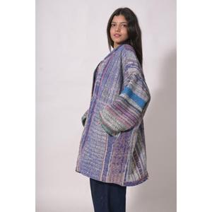 Chaqueta Gudri de Algodón Vintage, Kimono Acolchado Kantha Hecho a Mano, Estilo Boho, Transpirable, Ecológico, Talla Única, Abrigo Indio para Invierno - Product Image 4