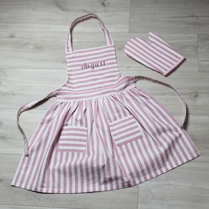 Red And <b>White</b> Striped Cotton <b>Apron</b> With Pockets Halter Neckline A-Line Silhouette Casual Style For Adults Made from Premium 100% - Product Image 3