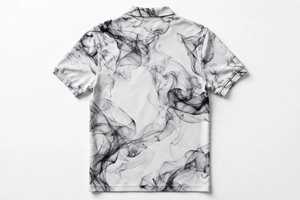 Chemise décontractée pour homme à col boutonné, noir fumé, en polyester, avec logo personnalisé brodé, manches courtes - Product Image 2