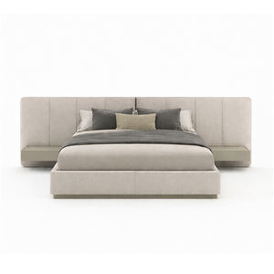 Luxury Modern Upholstered Platform Bed King Size | Italian Minimalist Bed <b>Frame</b> | Custom Hotel Bedroom Furniture Vietnam - Product Image 1