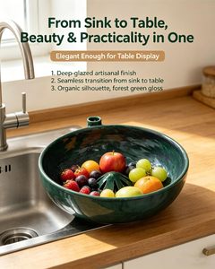 Tazón <span class=keywords><strong>de</strong></span> cerámica autolimpiable para lavar frutas y verduras, con escurridor. - Product Image 4